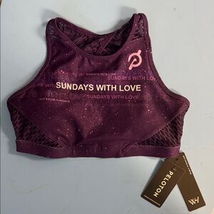 Peloton Women's 'Sundays With Love' purple Sports Bra